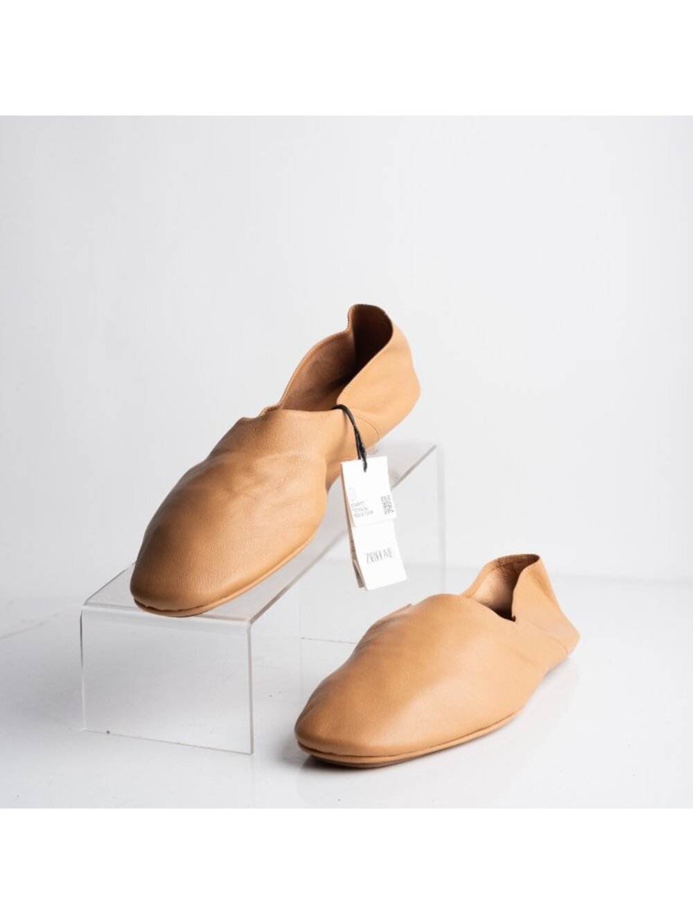 Zara Home Womens Soft Shell Leather Flats Loafers Brown Sz US 10 EU 41 NWT
